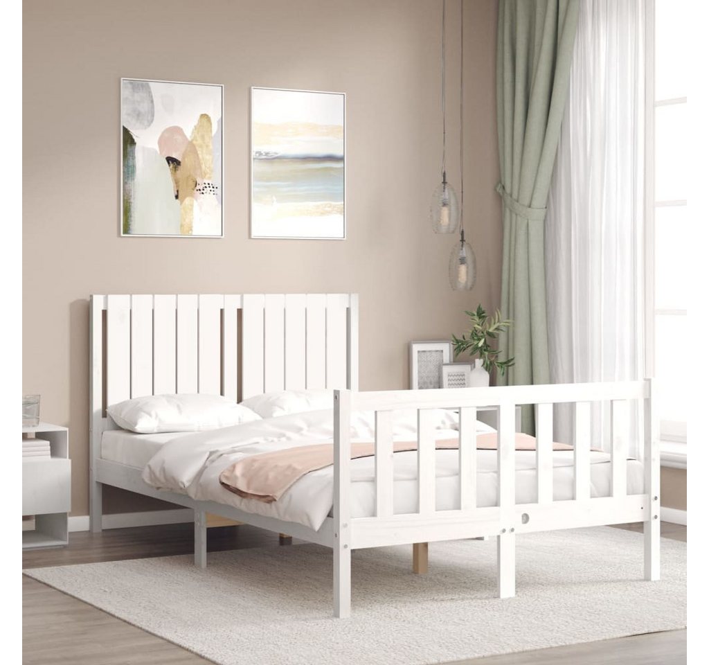 vidaXL Bett Massivholzbett ohne Matratze Weiß 120x200 cm Kiefernholz günstig online kaufen