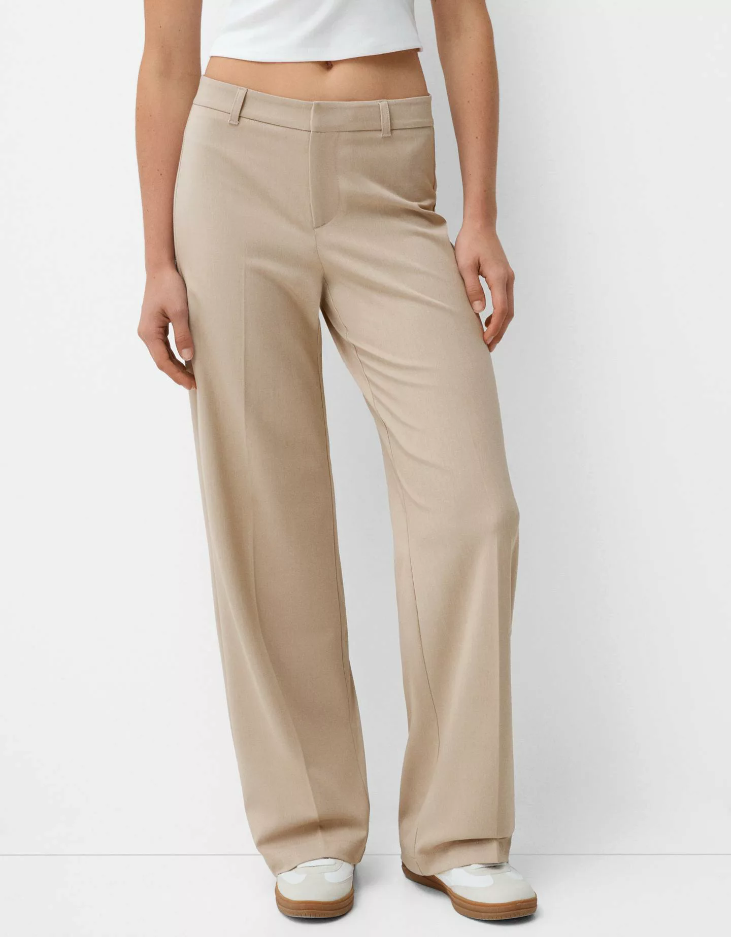 Bershka Wide Leg Tailoring-Hose Damen 40 Beige günstig online kaufen