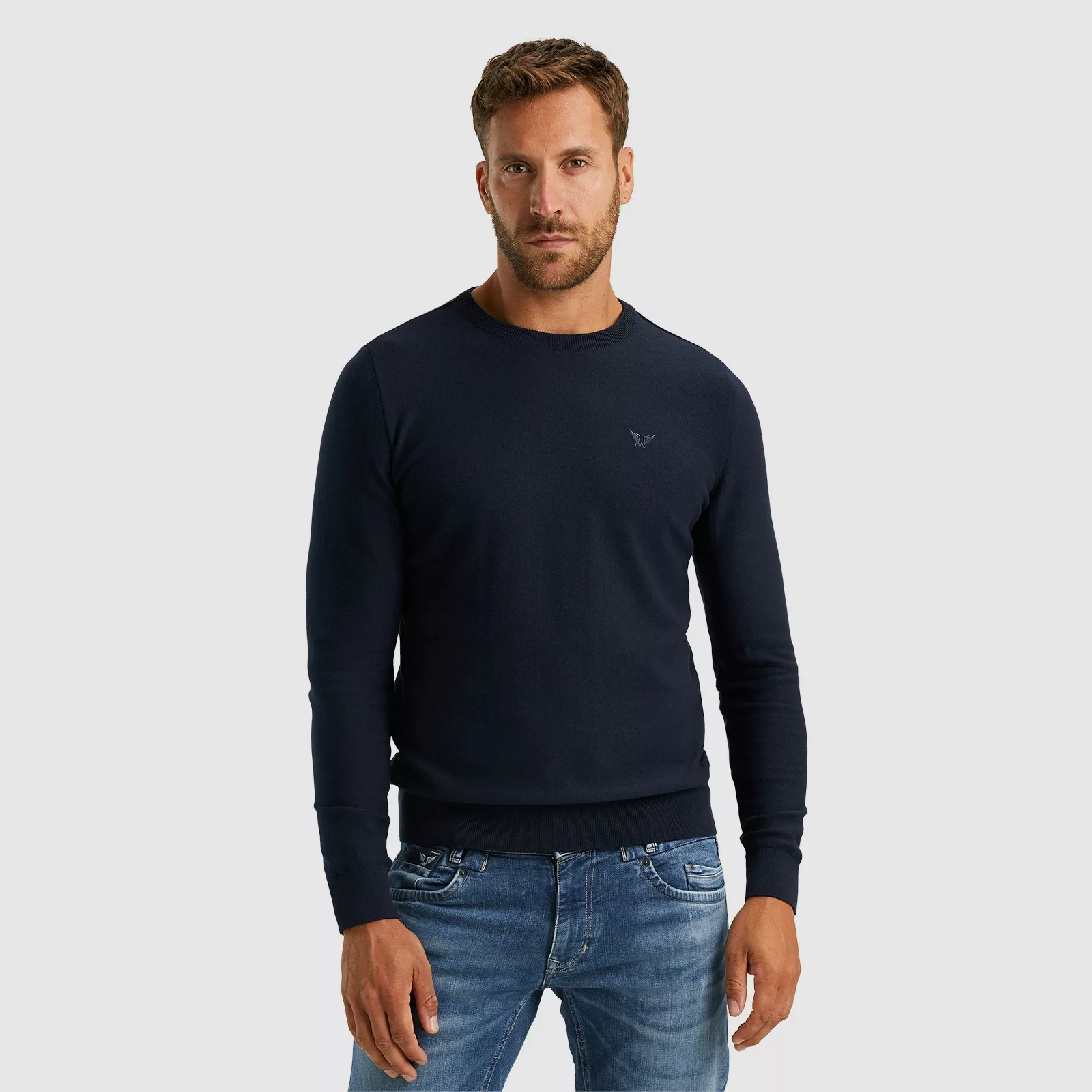 PME Legend Herren Rundhals Pullover R-NECK COTTON KNIT - Regular Fit günstig online kaufen