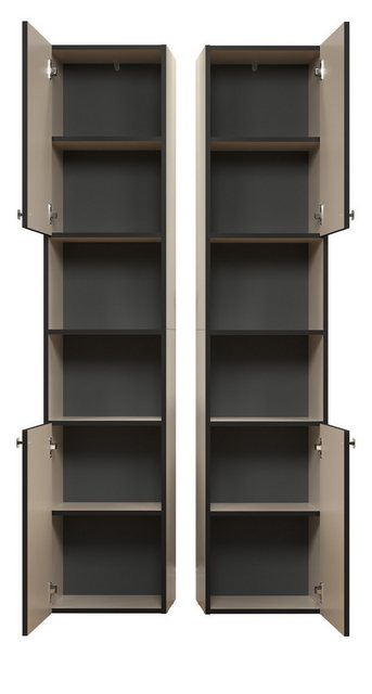 Furn.Design Hochschrank Calmed (Badschrank in Cashmere grau, Staboptik, 2-t günstig online kaufen