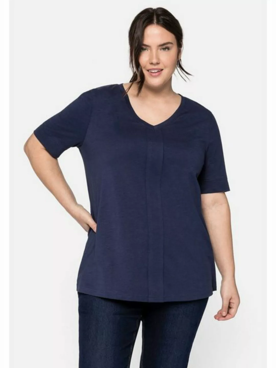 Sheego T-Shirt Große Größen mit dekorativer Falte vorne günstig online kaufen