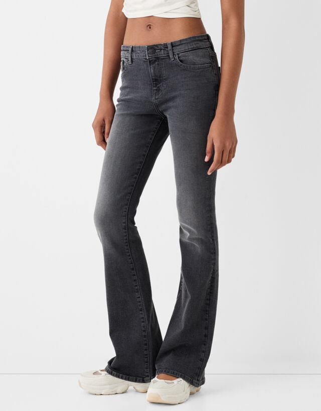 Bershka Jeans-Schlaghose Bskteen 32 Grau günstig online kaufen