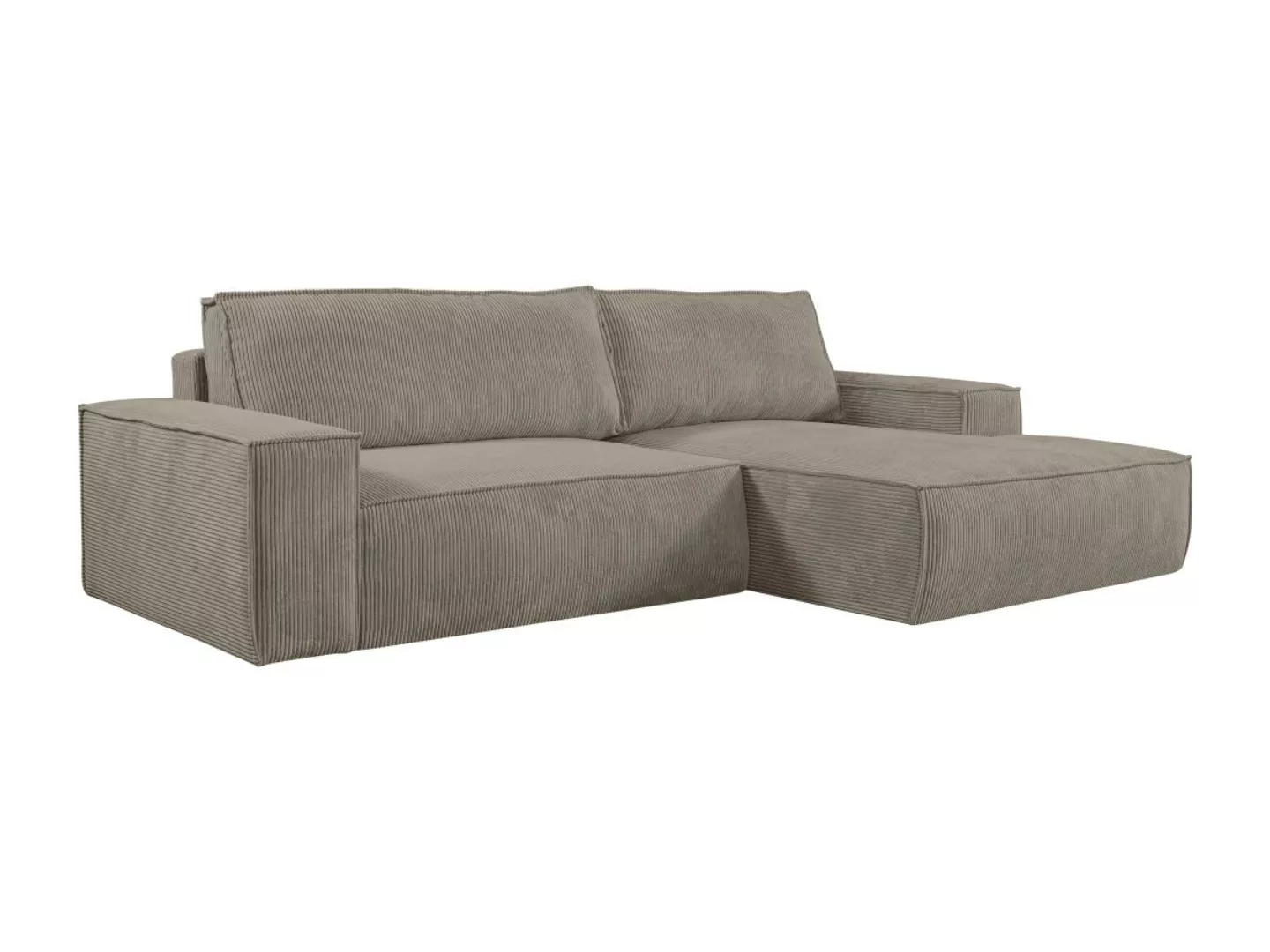 Ecksofa mit Schlaffunktion - Ecke rechts - Cord - Taupe - AMELIA günstig online kaufen