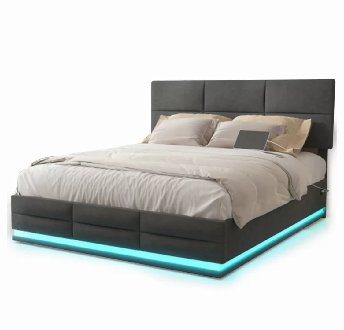 GLP Stauraumbett Funktionsbett mit LED-Leuchten und USB-Ladegerät (1-tlg), günstig online kaufen