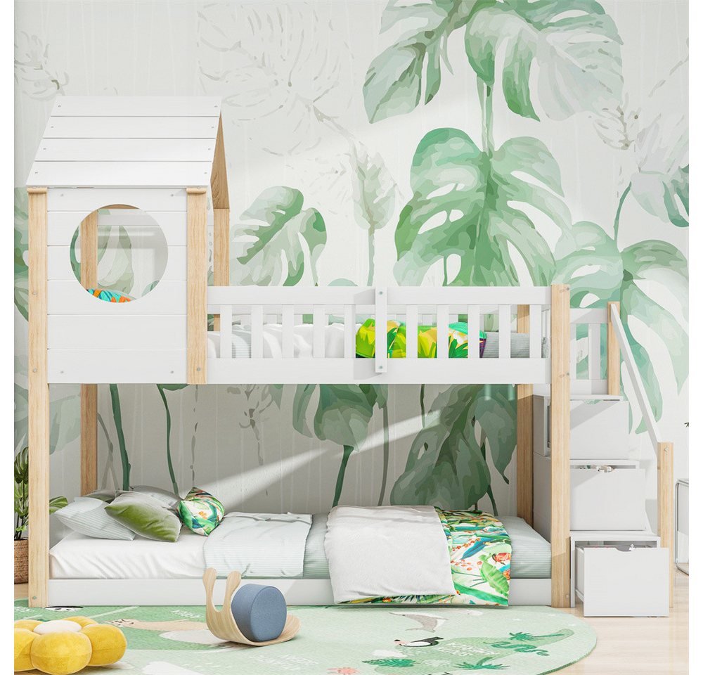 XDeer Etagenbett Baumhaus Kinderbett, Ins und aus dem Bett kommen, Doppelbe günstig online kaufen