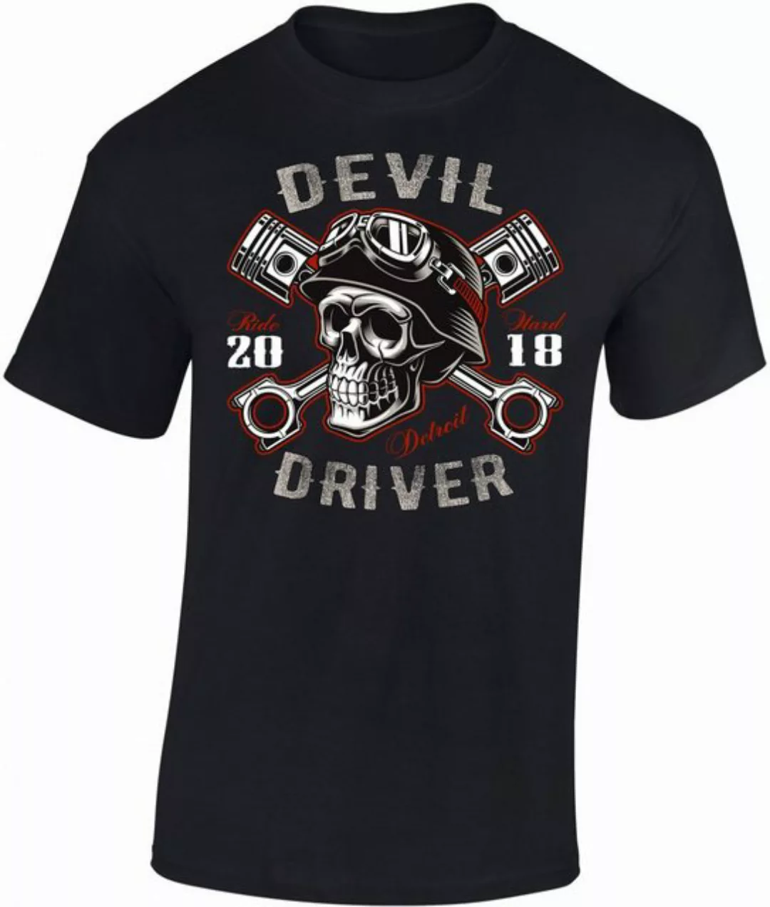 Baddery Print-Shirt Biker Shirt, "Devil Driver", Motorrad T-Shirt, hochwert günstig online kaufen