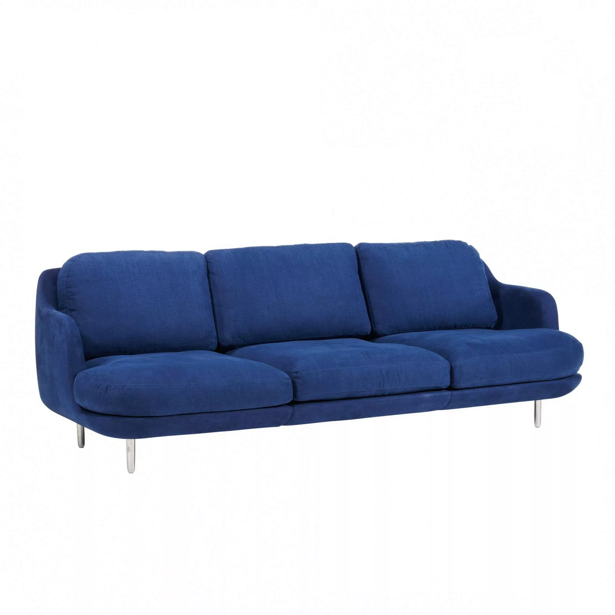 Fritz Hansen - Lune™ JH300 3-Sitzer Sofa Füße Aluminium - indigo/Stoff Lina günstig online kaufen