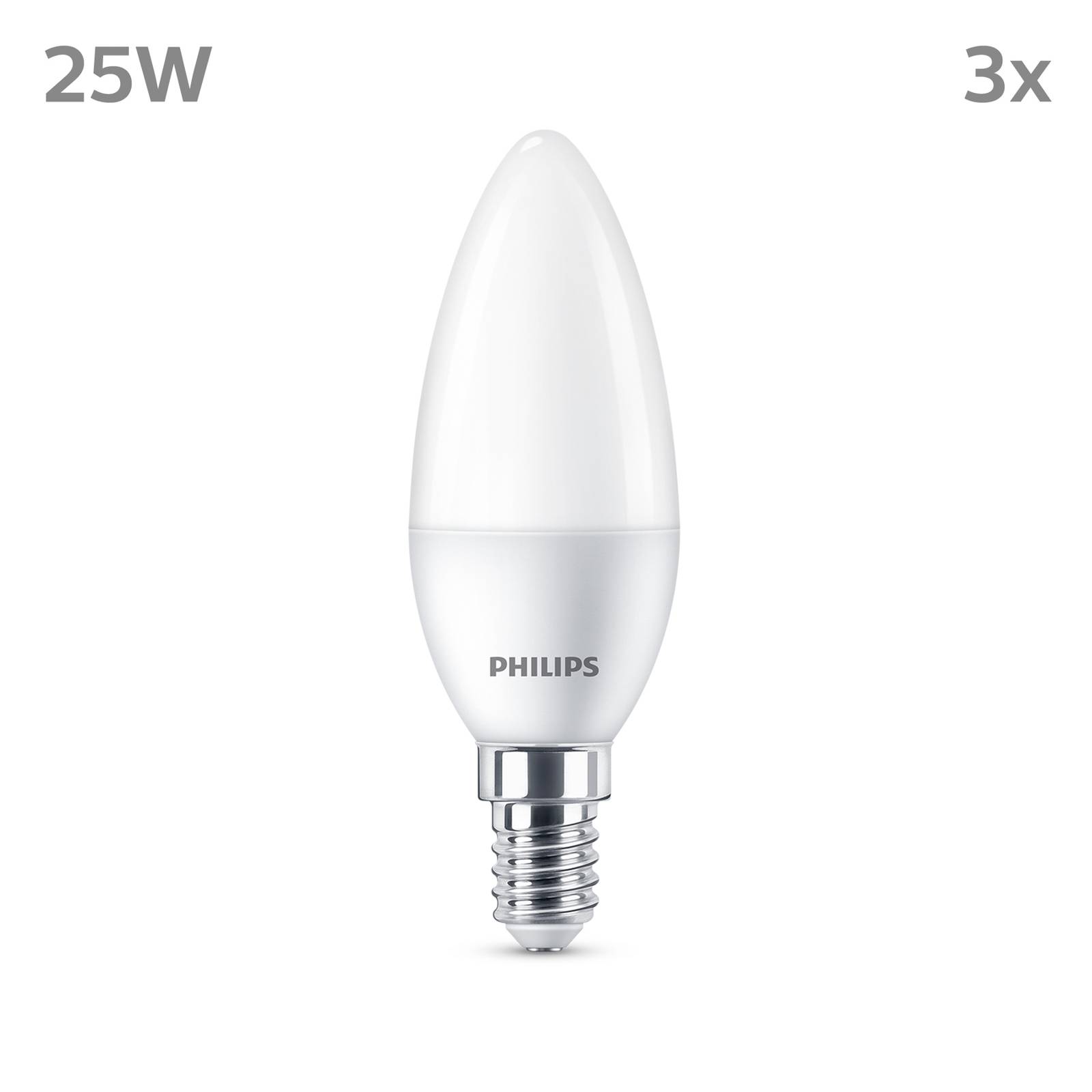 Philips LED-Kerze E14 2,8W 250lm 2.700K matt 3er günstig online kaufen