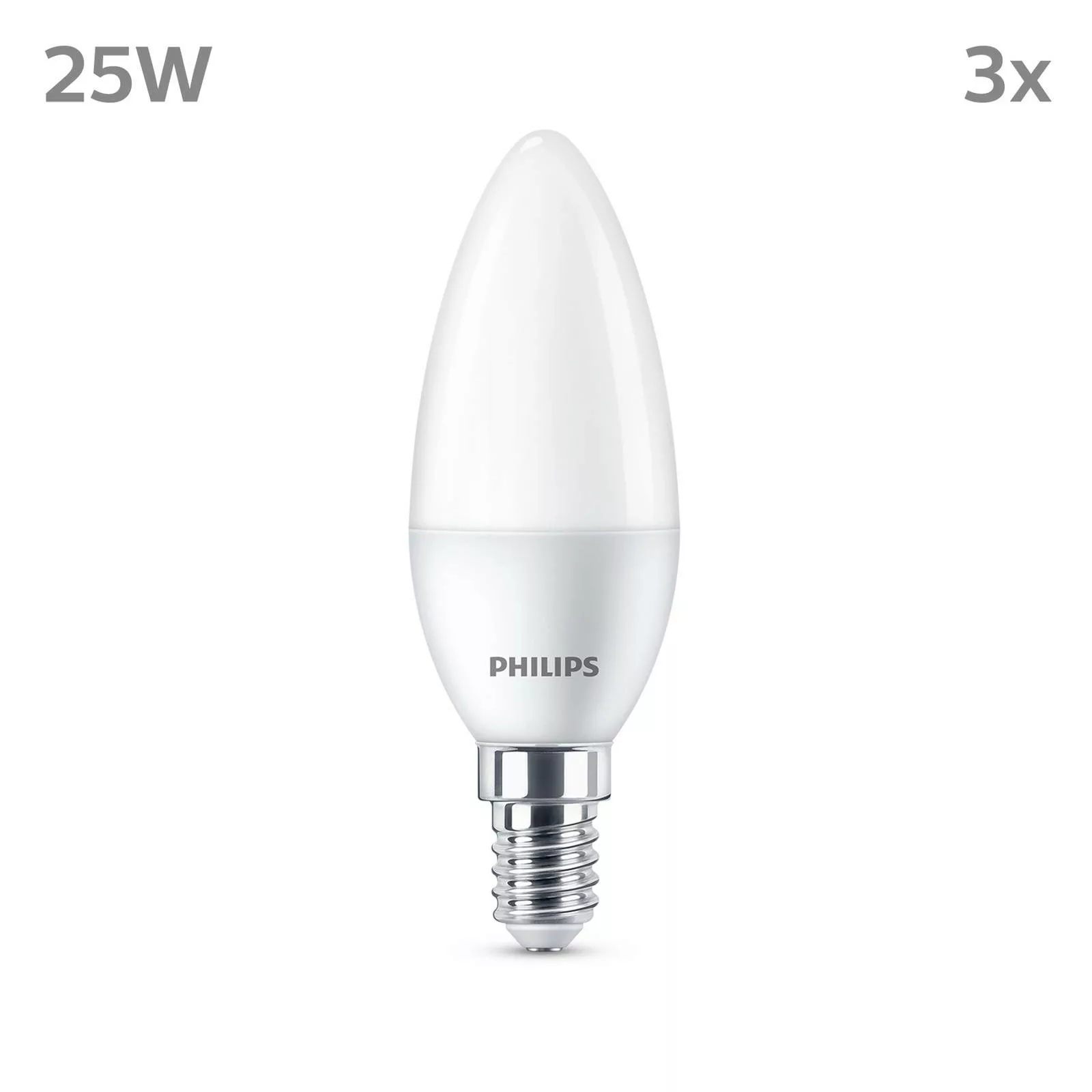 Philips LED-Kerze E14 2,8W 250lm 2.700K matt 3er günstig online kaufen