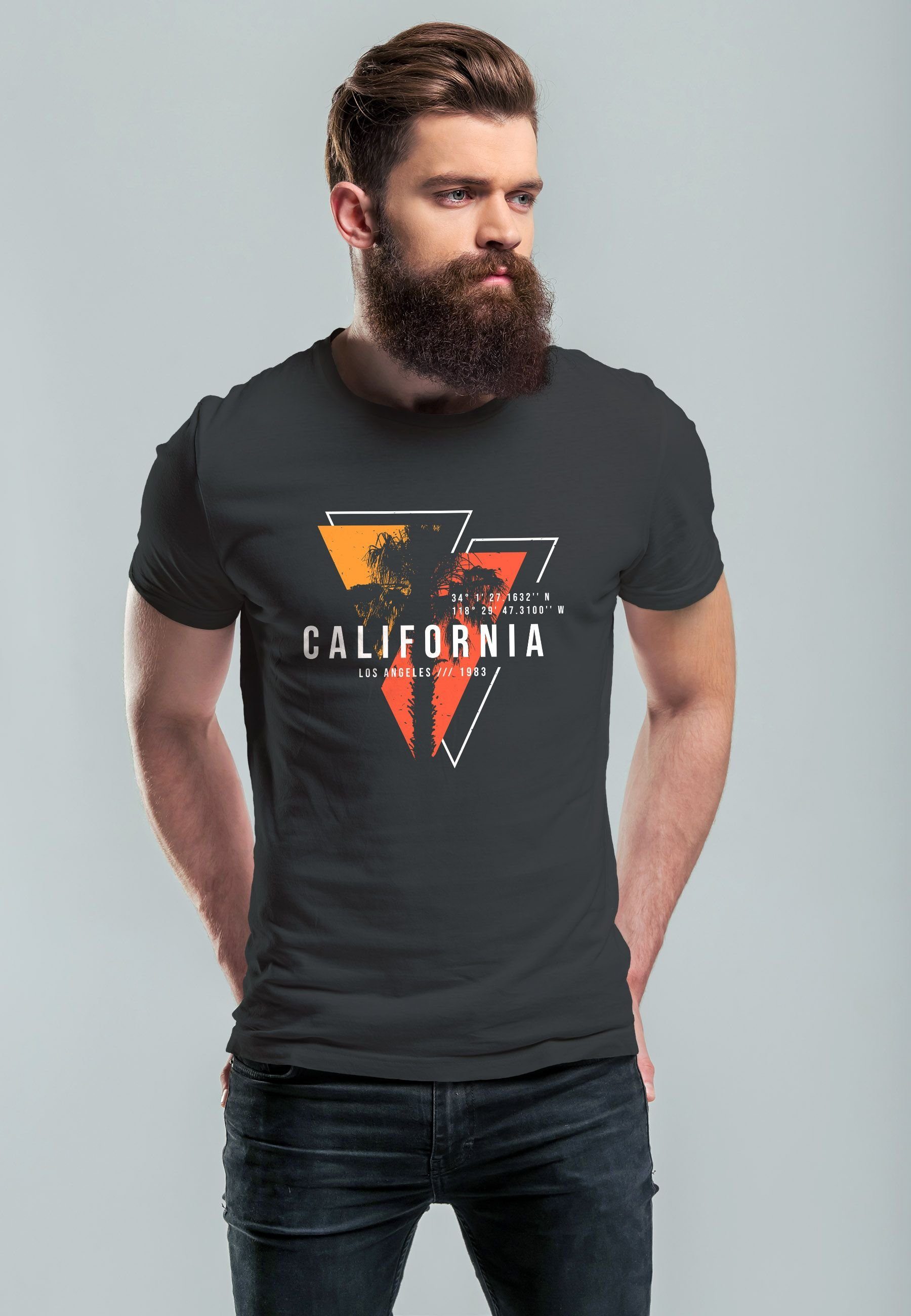 Neverless Print-Shirt Herren T-Shirt California Los günstig online kaufen