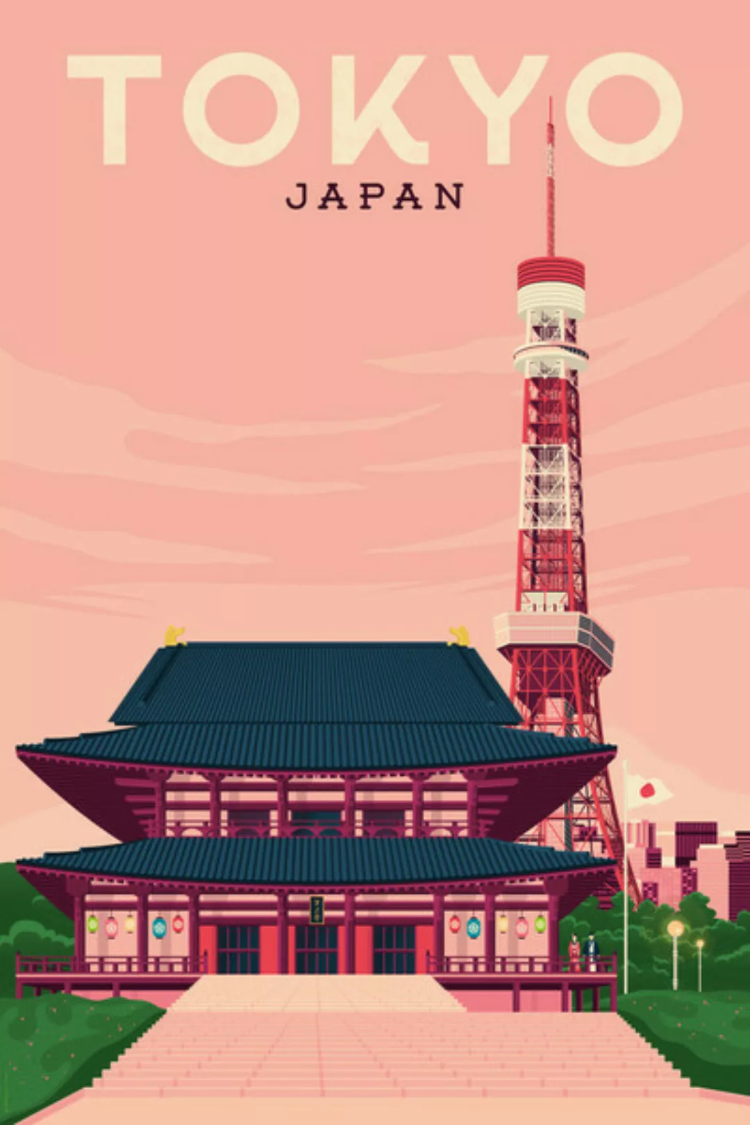 Poster / Leinwandbild - Tokyo Vintage Travel Wandbild günstig online kaufen