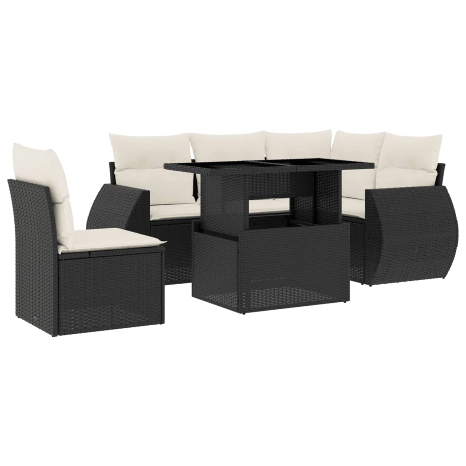 vidaXL 6-Tlg Garten-Sofagarnitur mit Kissen Schwarz Poly Rattan 3268536 günstig online kaufen