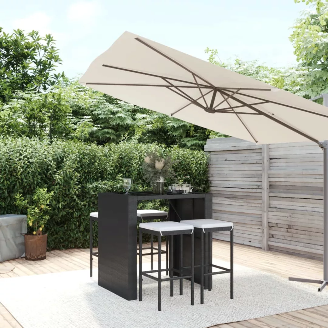 Vidaxl 5-tlg. Gartenbar-set Mit Kissen Schwarz Poly Rattan günstig online kaufen