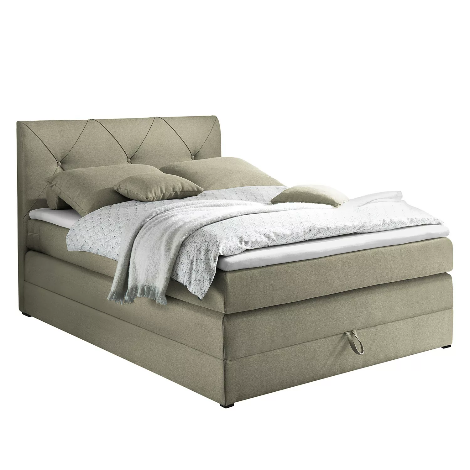 home24 loftscape Boxspringbett Griggs 120x200 cm Webstoff Schlamm mit Bettk günstig online kaufen