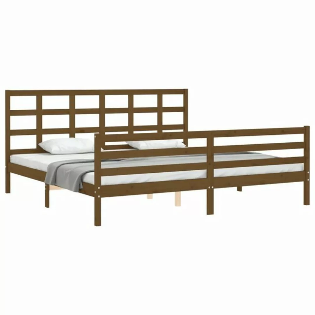 vidaXL Bett Massivholzbett mit Kopfteil Honigbraun 200x200 cm günstig online kaufen