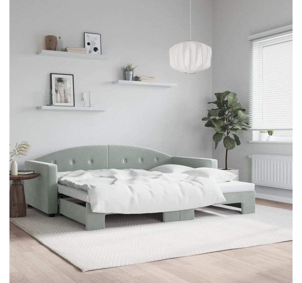 vidaXL Bett Tagesbett Ausziehbar Hellgrau 90x190 cm Samt günstig online kaufen