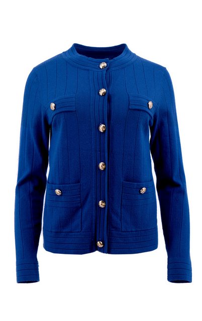 Passioni Strickjacke in Royal Blau mit goldenen Knopfdetails und Vordertasc günstig online kaufen