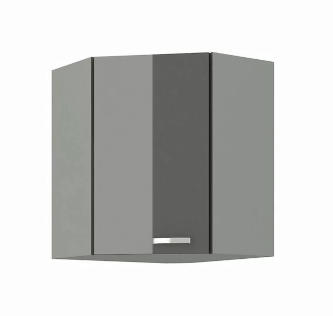 Küchen-Preisbombe Eckhängeschrank 60x60 cm Küche Bianca Grey Grau Hochglanz günstig online kaufen