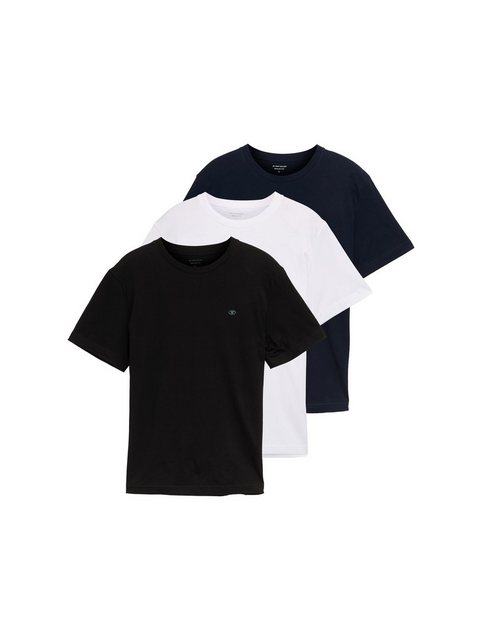 TOM TAILOR T-Shirt (Packung, 3-tlg) 3er Pack mit Logo-Stickerei günstig online kaufen