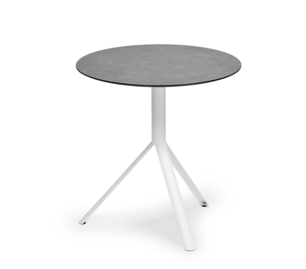 Trio Outdoor Bistrotisch rund Weiß HPL Steingrau ∅70 cm günstig online kaufen