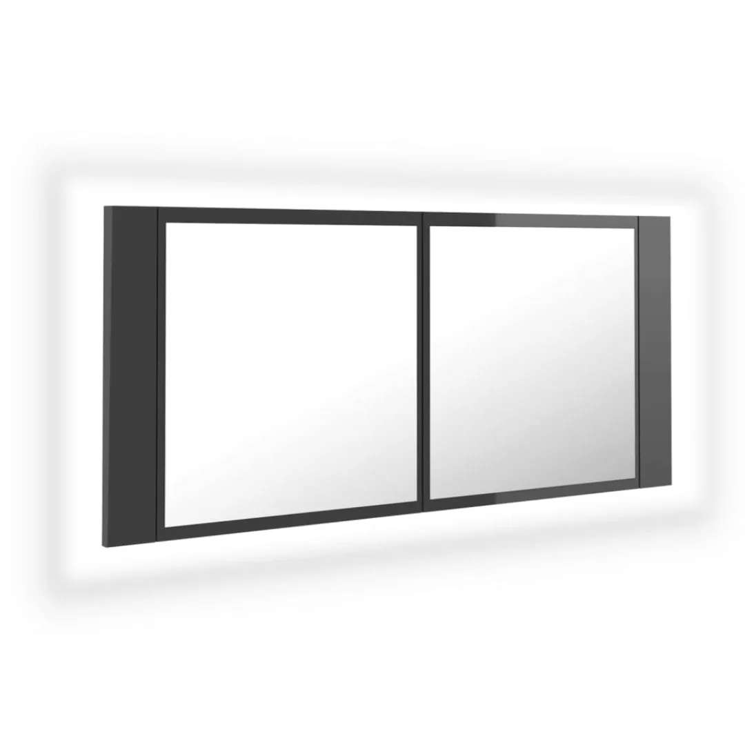 Led-bad-spiegelschrank Hochglanz-grau 100x12x45 Cm günstig online kaufen