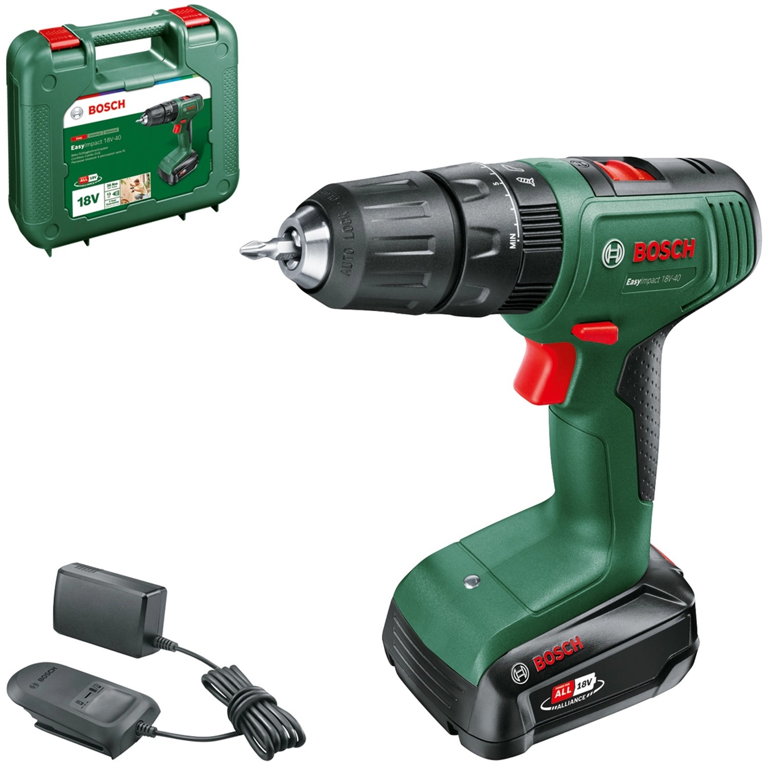 Bosch 18 V Akku-Schlagbohrschrauber EasyImpact 18V-40 inkl. 1 Akku 2 Ah & K günstig online kaufen