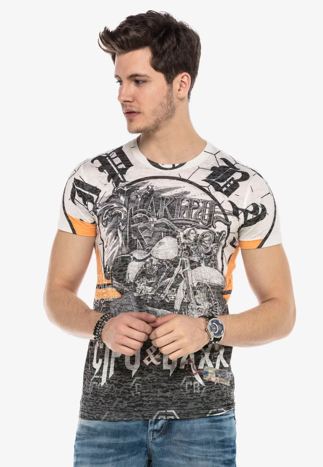 Cipo & Baxx T-Shirt, mit stylischem Allover-Print günstig online kaufen