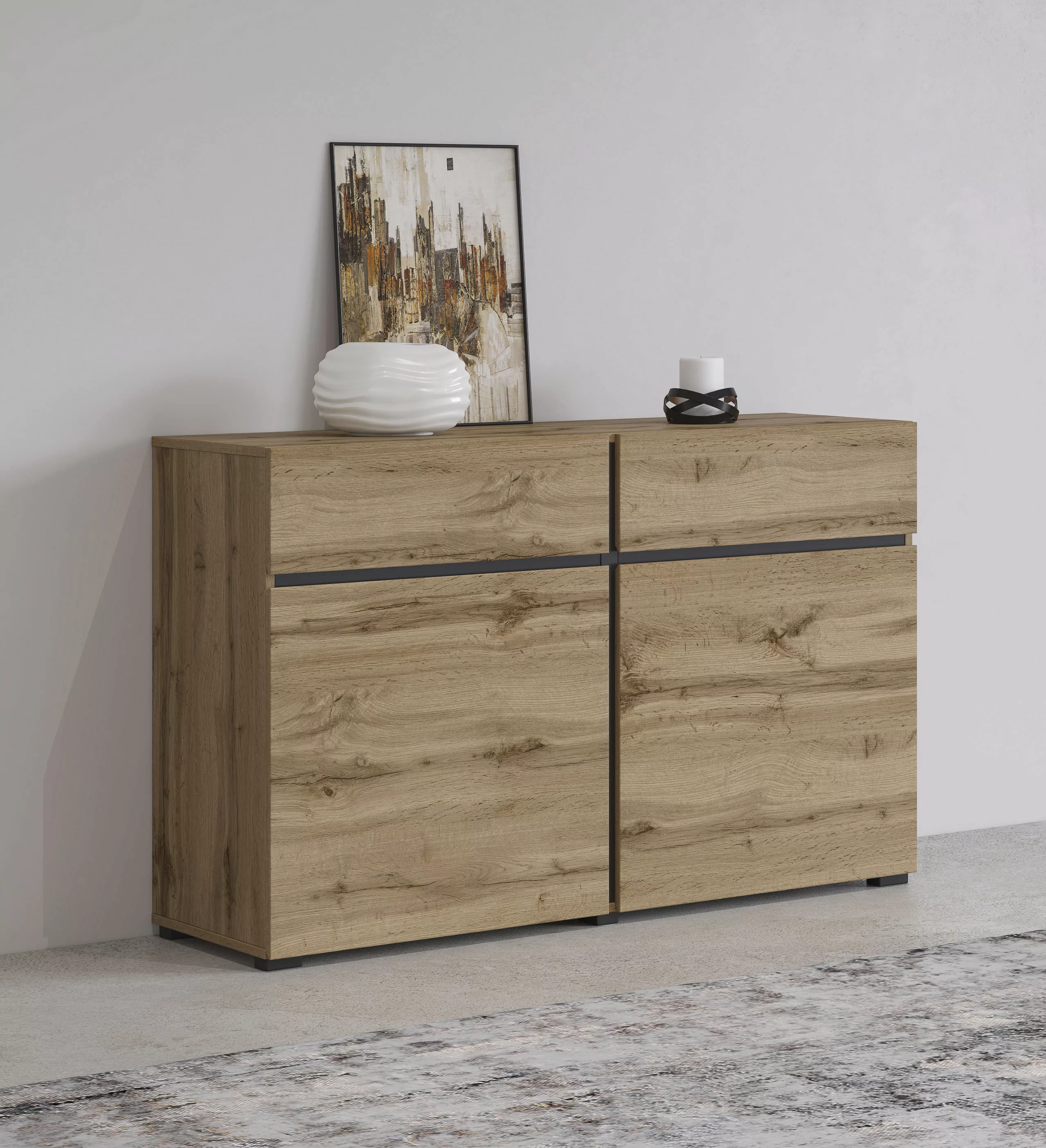 INOSIGN Sideboard "Cross,Breite 119,5 cm, moderne grifflose Kommode,2 Türen günstig online kaufen