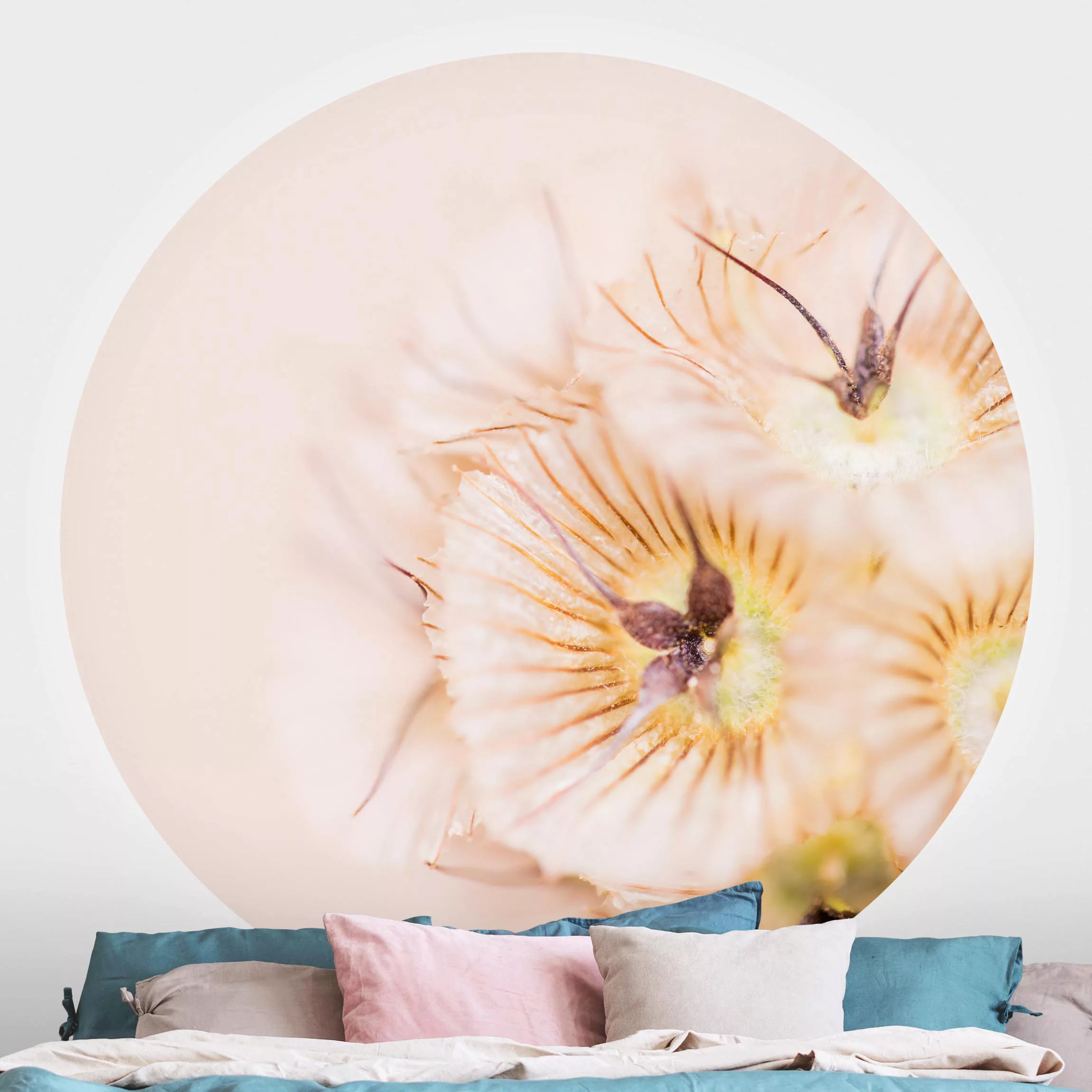 Runde Fototapete selbstklebend Pastellfarbener Blütenstrauß günstig online kaufen