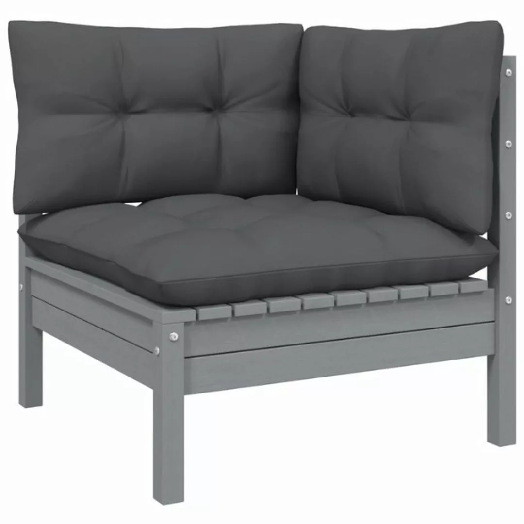 2-sitzer-gartensofa Mit Kissen Grau Massivholz Kiefer günstig online kaufen