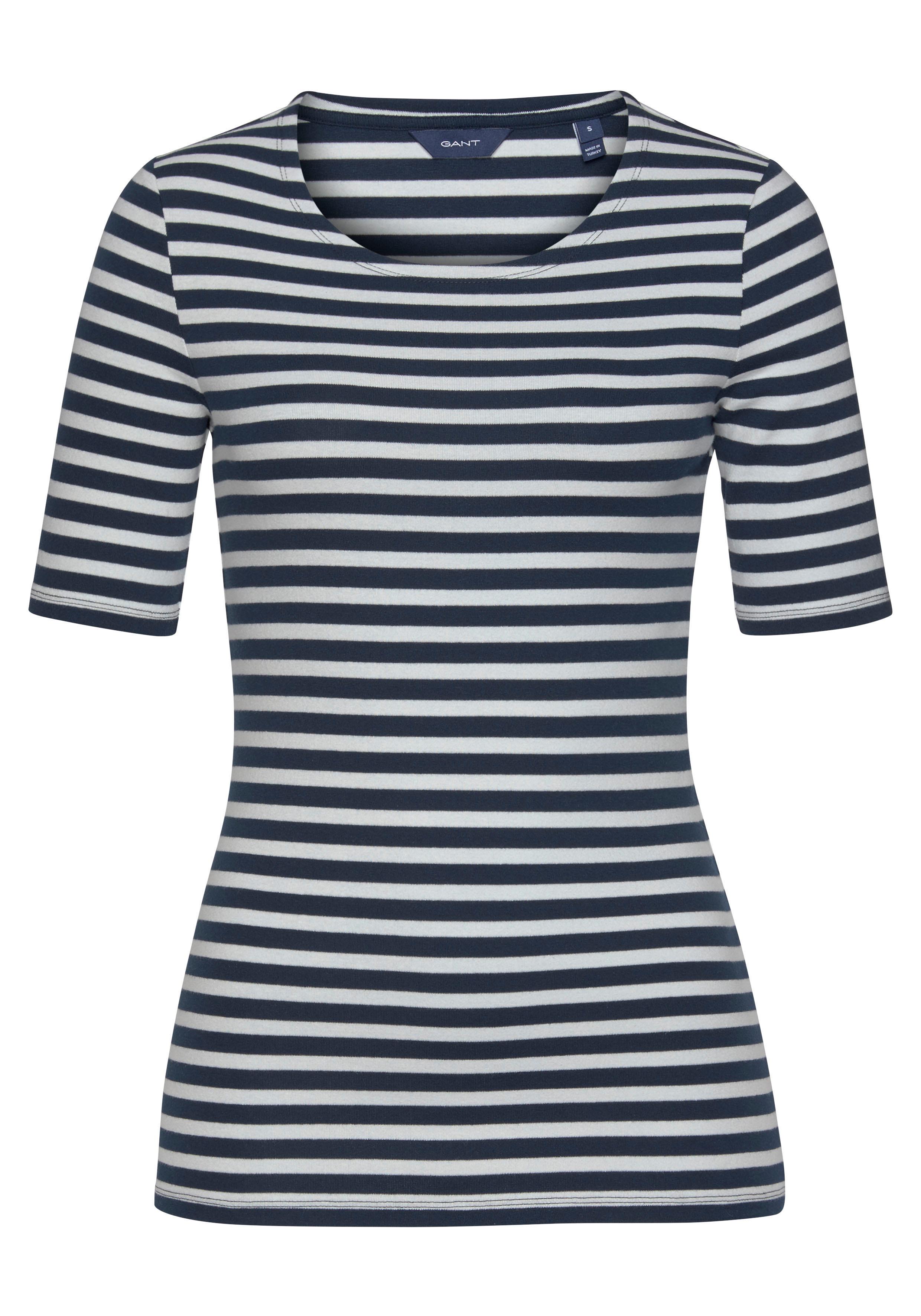 Gant T-Shirt 4203432 Damen T-Shirt Rundhals gestreift 1x1 Rib Stripe günstig online kaufen