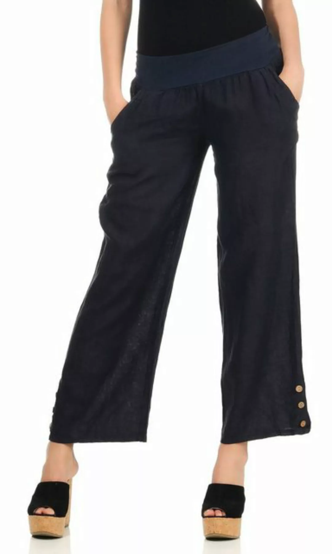 Mississhop Leinenhose Leinenhose 100 % Leinen Freizeithose 7/8 Lange Hose M günstig online kaufen