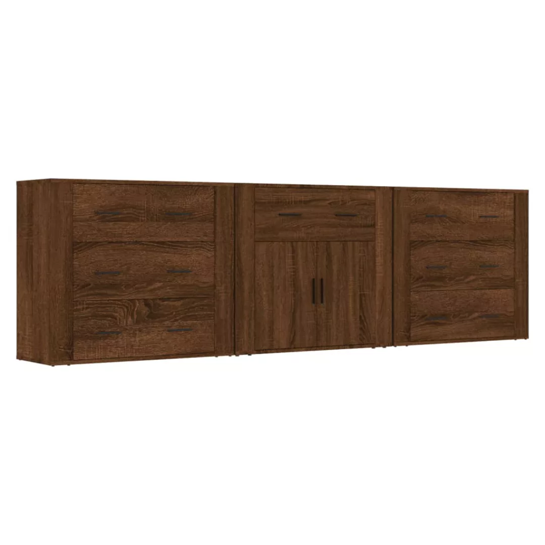 Vidaxl Sideboards 3 Stk. Braun Eichen-optik Holzwerkstoff günstig online kaufen