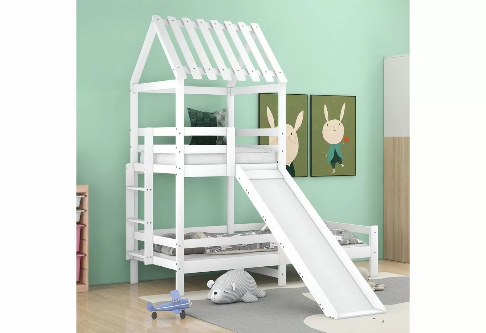 Celya Kinderbett Dachbett mit rechteckiger Leiter, Kinderbett, Kiefernrahme günstig online kaufen