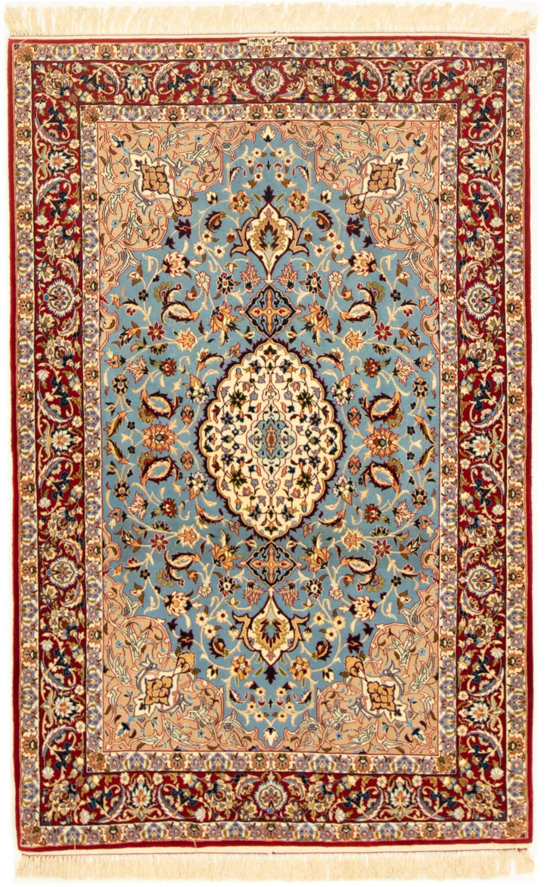 morgenland Teppich »Isfahan Teppich handgeknüpft hellblau«, rechteckig, han günstig online kaufen