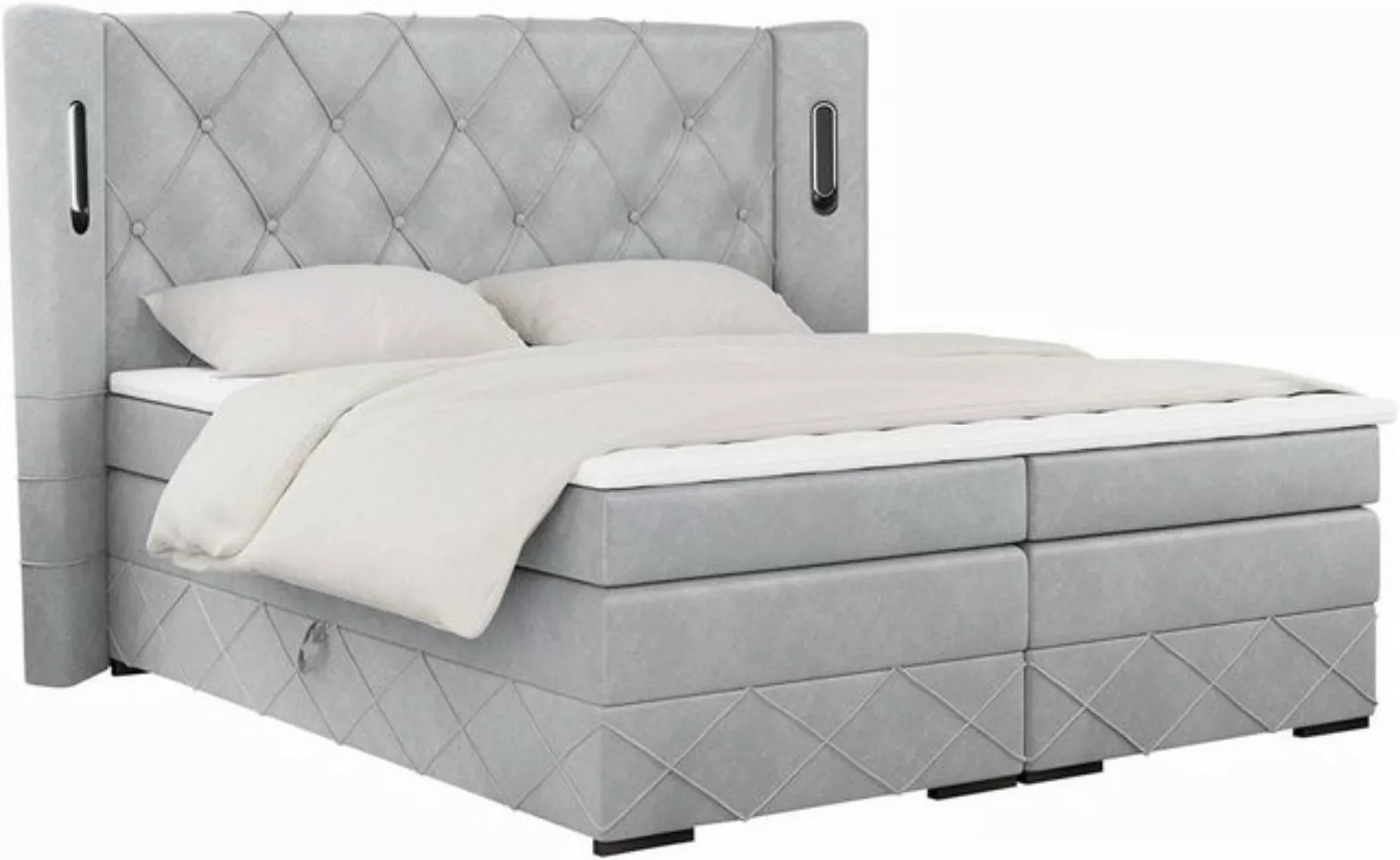 DB-Möbel Boxspringbett „ROYALBETT” Bett mit LED Kopfteil Premium-Taschenmat günstig online kaufen