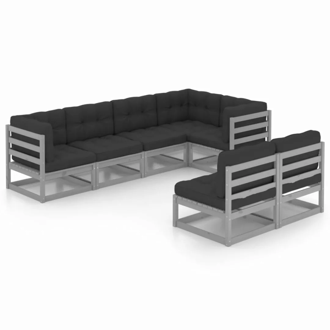 7-tlg. Garten-lounge-set Mit Kissen Kiefer Massivholz günstig online kaufen