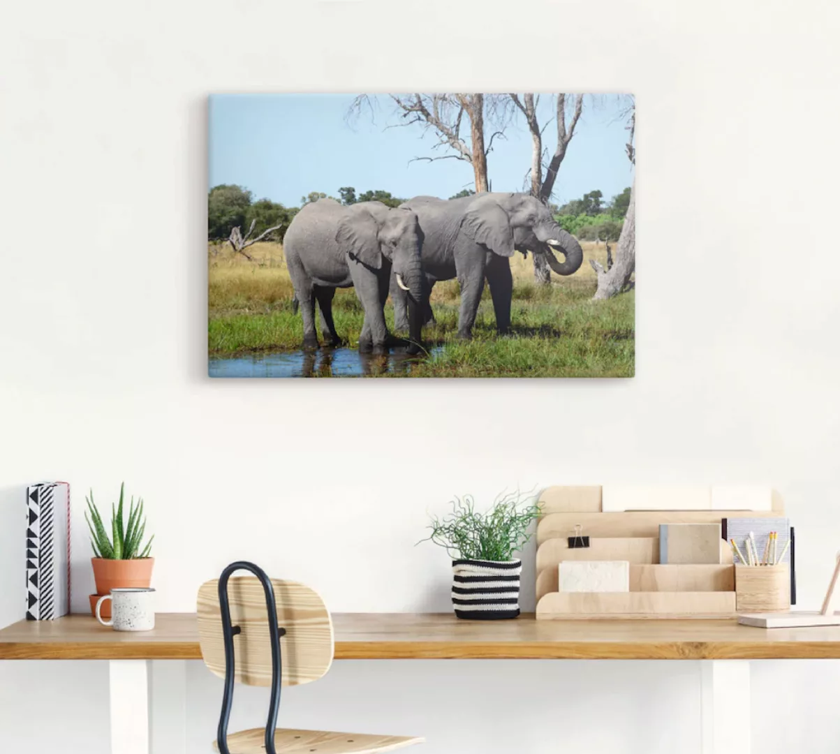 Artland Wandbild "Afrikanische Elefanten", Wildtiere, (1 St.) günstig online kaufen