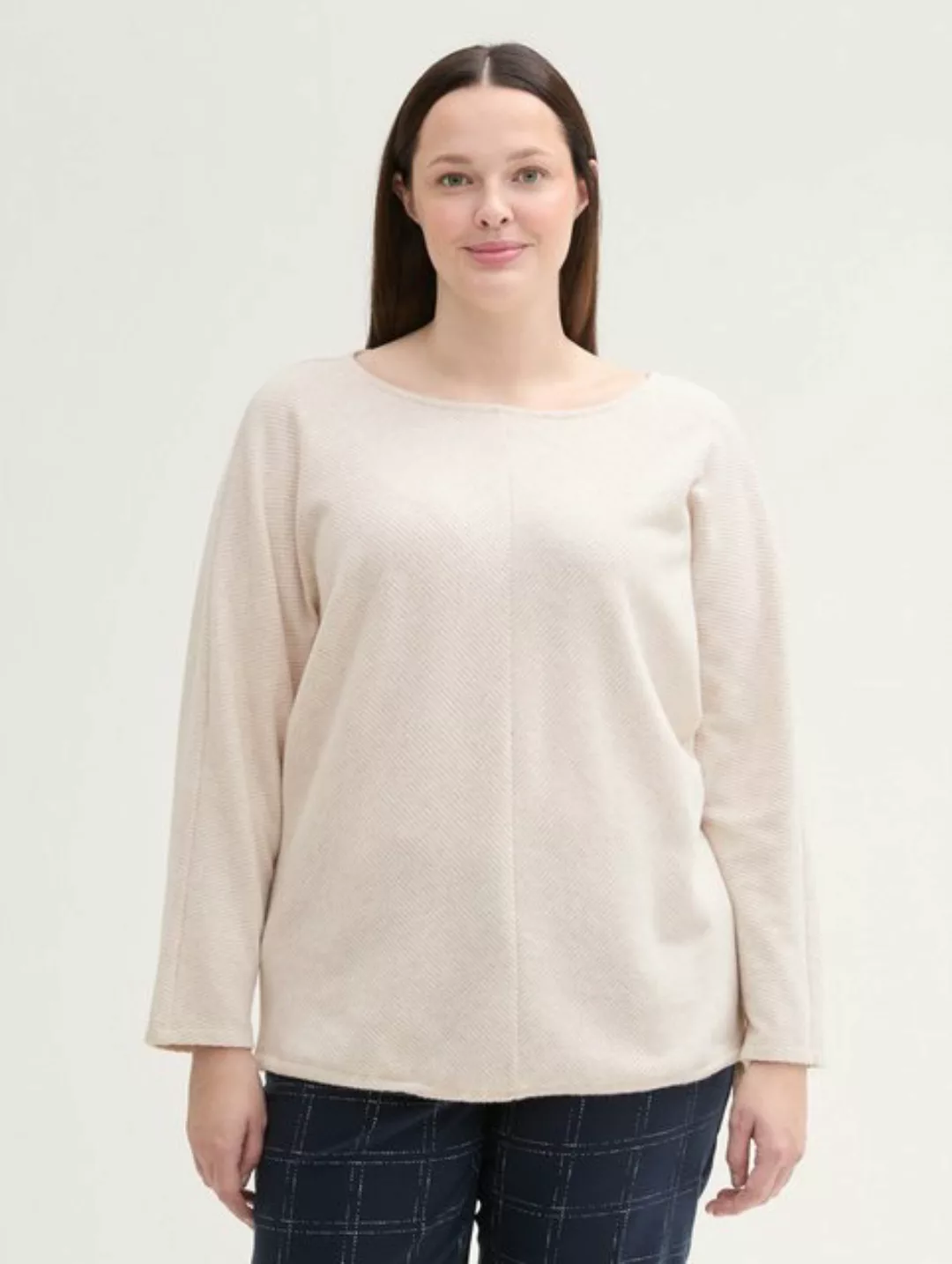 TOM TAILOR PLUS Langarmshirt Plus Size - Langarmshirt mit Fledermausärmeln günstig online kaufen