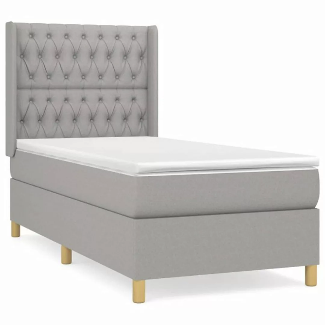 vidaXL Boxspringbett Boxspringbett mit Matratze Hellgrau 100x200 cm Stoff B günstig online kaufen