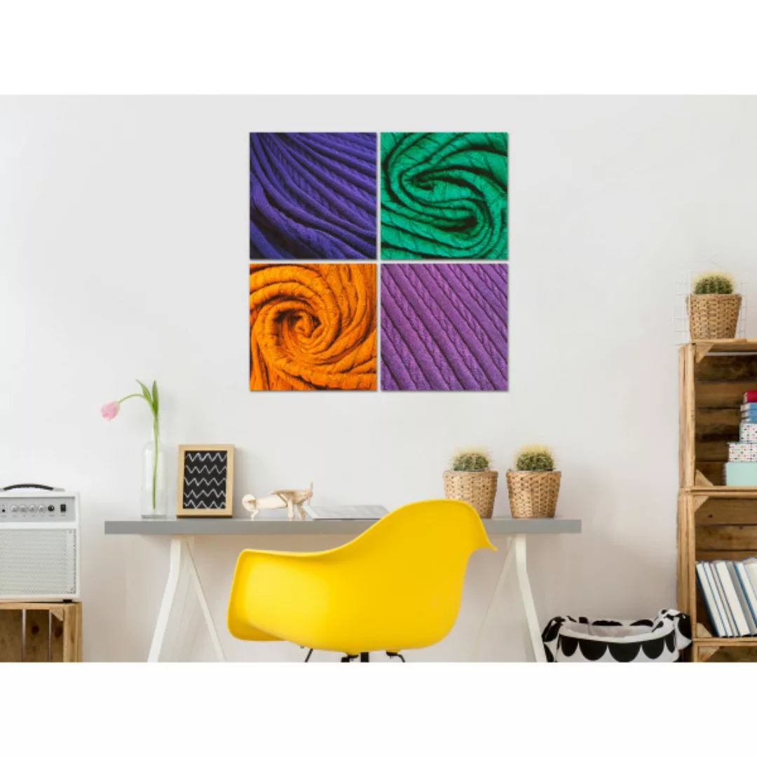 Wandbild Vier Textilien – eine Komposition aus vier Bildteilen mit jeweils günstig online kaufen