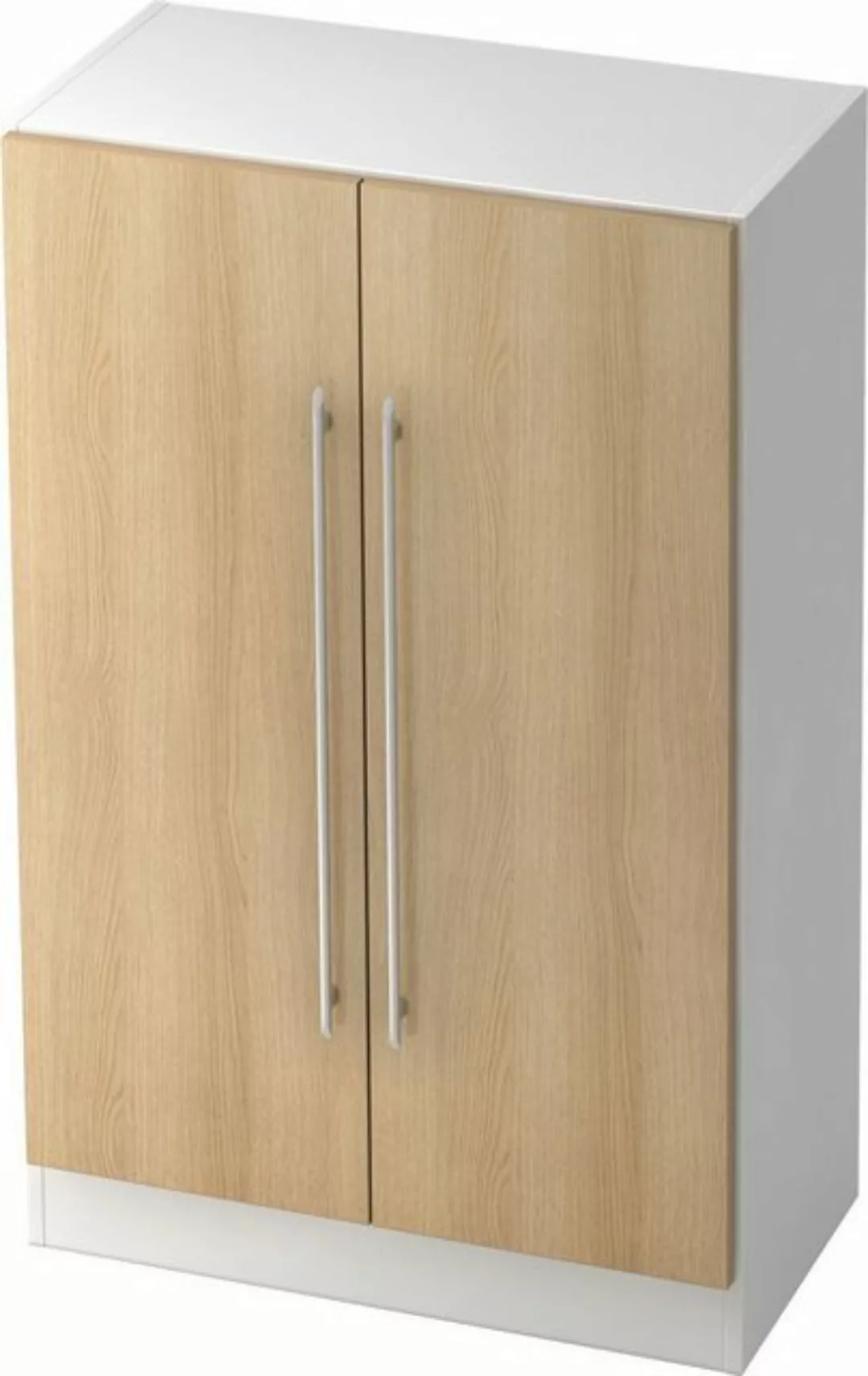 Aktenschrank Schrank Solid 3OH BxTxH 80x42x127cm Griff RE Weiß/Eiche günstig online kaufen