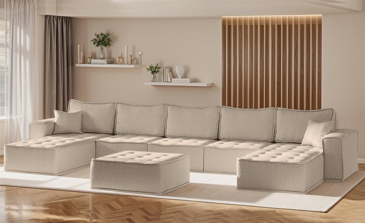 Fun Möbel Wohnlandschaft Sofa U-Form Modulsofa-Set 6-teilig SANDE in Stoff, günstig online kaufen