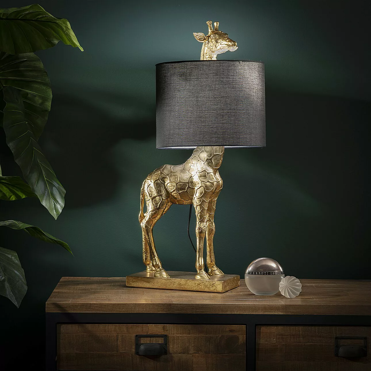 Tischlampe Gold Giraffe 70cm, 28 x 35 x 70 cm günstig online kaufen