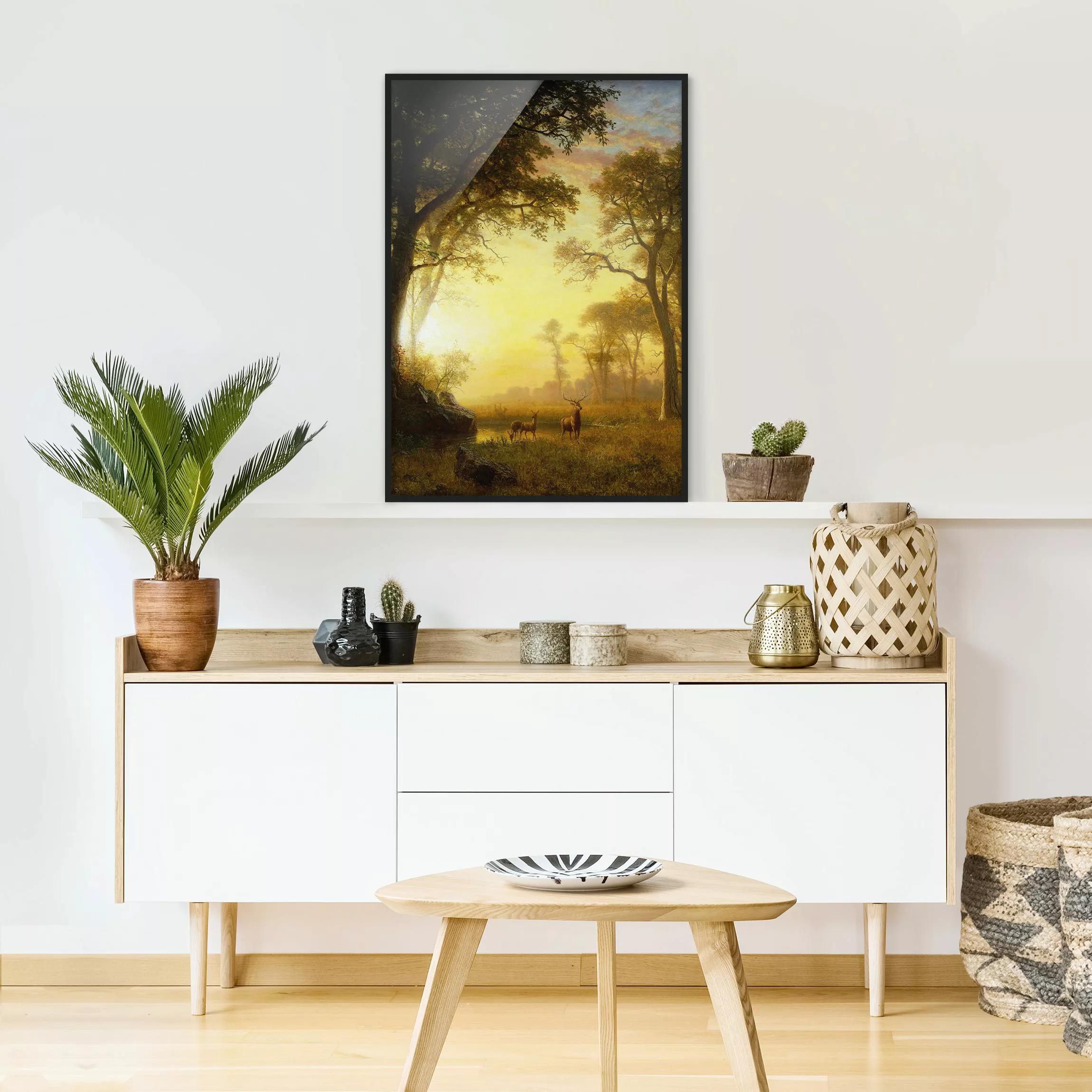 Bild mit Rahmen Kunstdruck - Hochformat Albert Bierstadt - Sonnenbeschienen günstig online kaufen