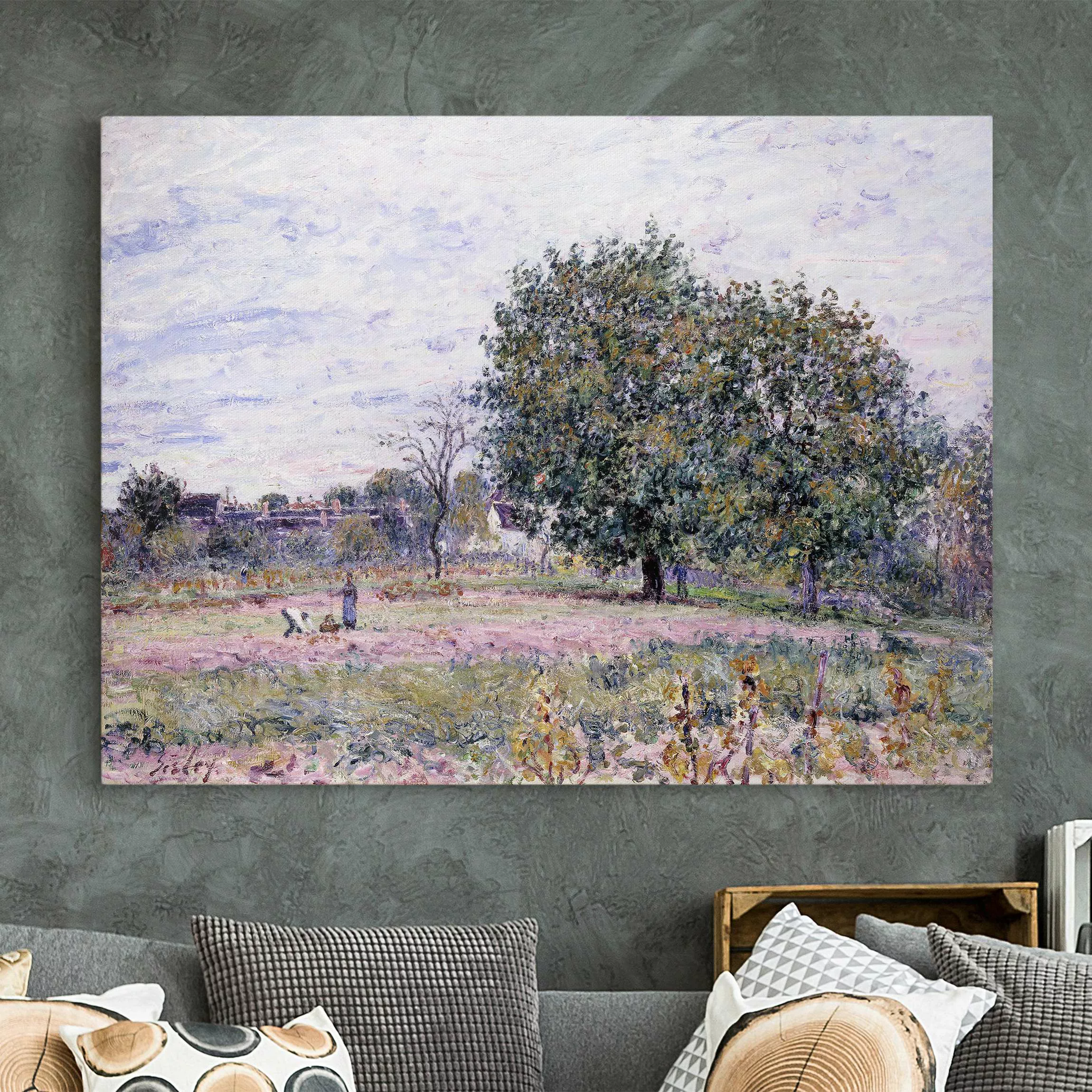 Leinwandbild Kunstdruck - Querformat Alfred Sisley - Walnussbäume im Abendl günstig online kaufen