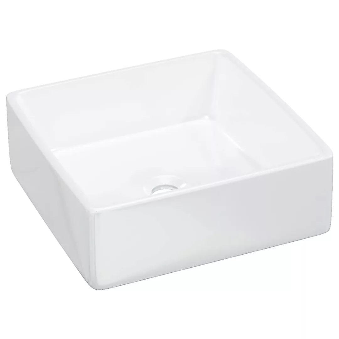 vidaXL Waschbeckenschrank Waschbecken Weiß 37x37x13 cm Keramik Quadratisch günstig online kaufen