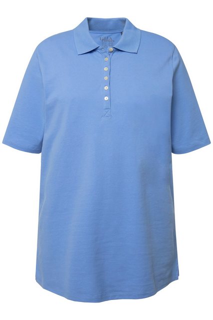 Ulla Popken Rundhalsshirt Poloshirt Piqué Polokragen Samt-Knopfleiste günstig online kaufen