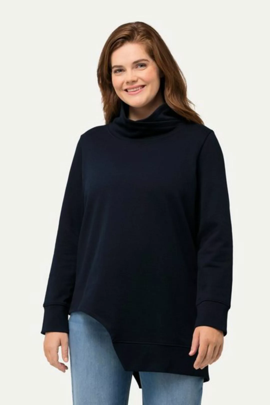 Ulla Popken Sweatshirt Long-Sweatshirt Cut-Out Stehkragen Langarm günstig online kaufen