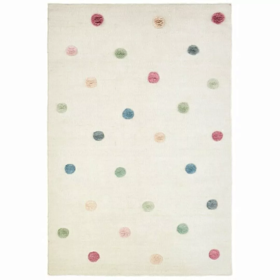 Schurwoll Teppich Happy Rugs Colordots + Gratis Anti-rutschunterlage günstig online kaufen